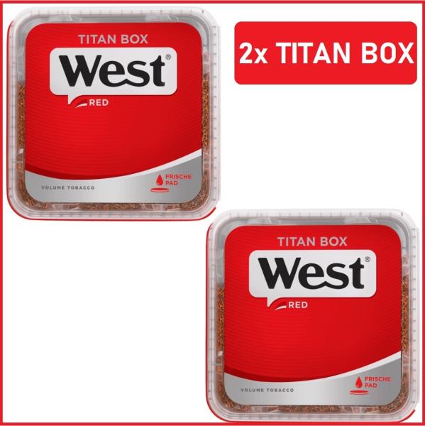 2x West Red Tabak Titan Box 280g Volumentabak Stopftabak West Rot Eimer