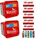 2x Winston Red Titan Box Volumentabak Stopftabak 260g + 1000 Hülsen + 5 Feuerzeuge