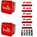 2x Winston Red Giant Box Volumentabak Stopftabak 165g + 1000 Hülsen + 5 Feuerzeuge